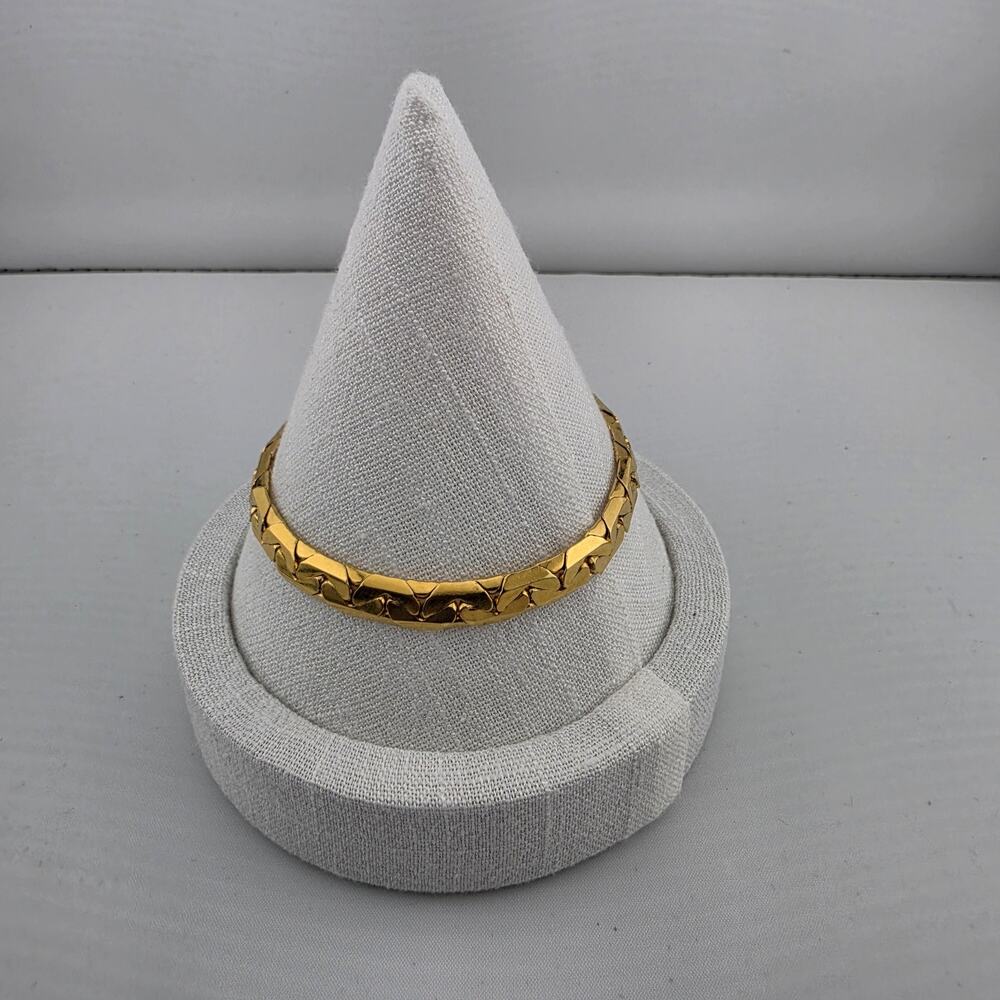 Vintage MONET Gold Tone Chevron Link Chain Bracelet Signed Hangtag